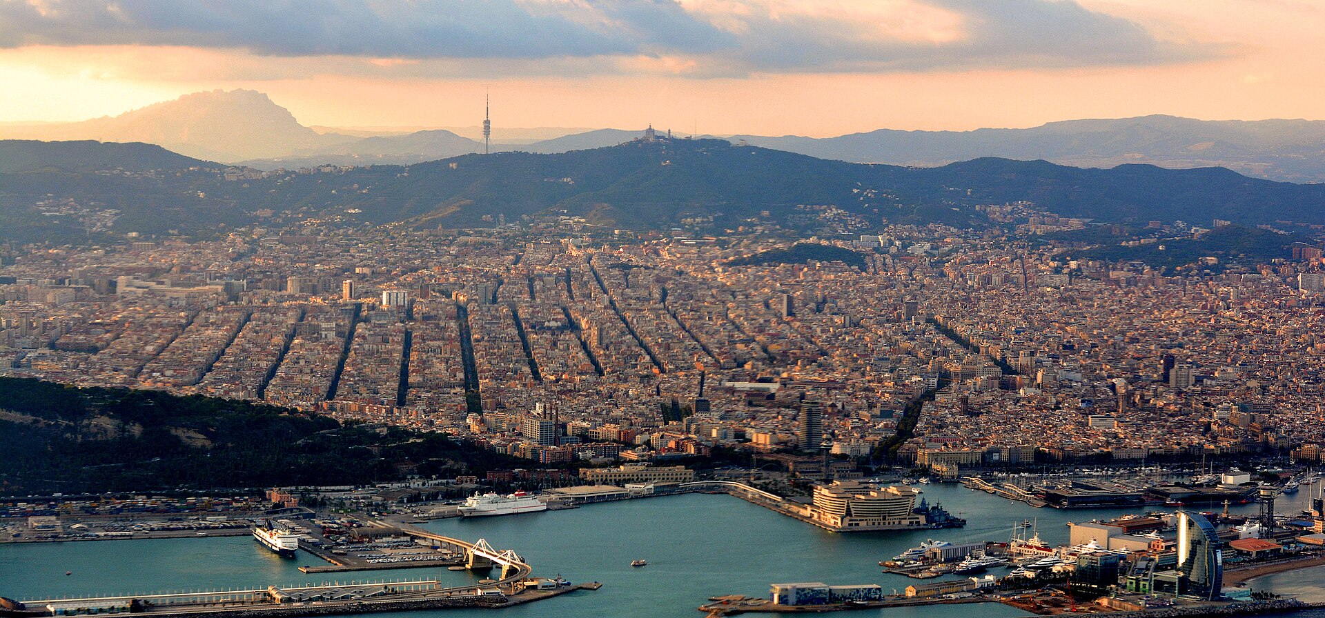 Evening light over Barcelona