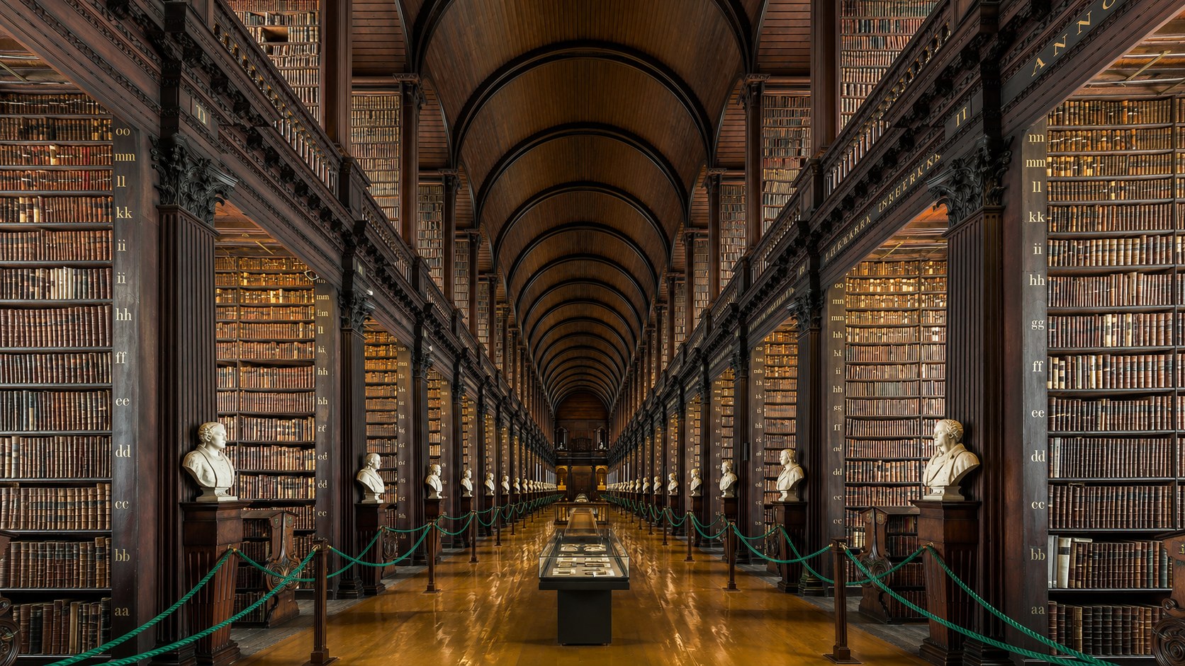 A grand historic library reading room